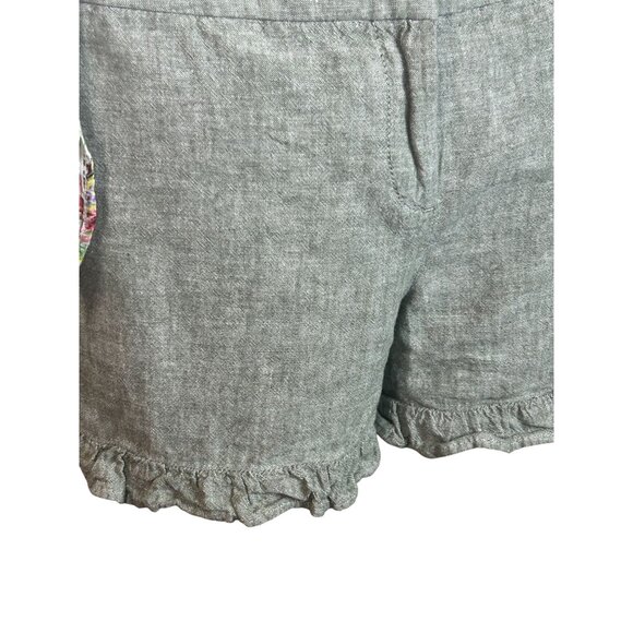 LOFT Womens 4' Linen Blend Ruffle Trim Shorts Size 2 Sage Green Sloanie - Picture 5 of 9